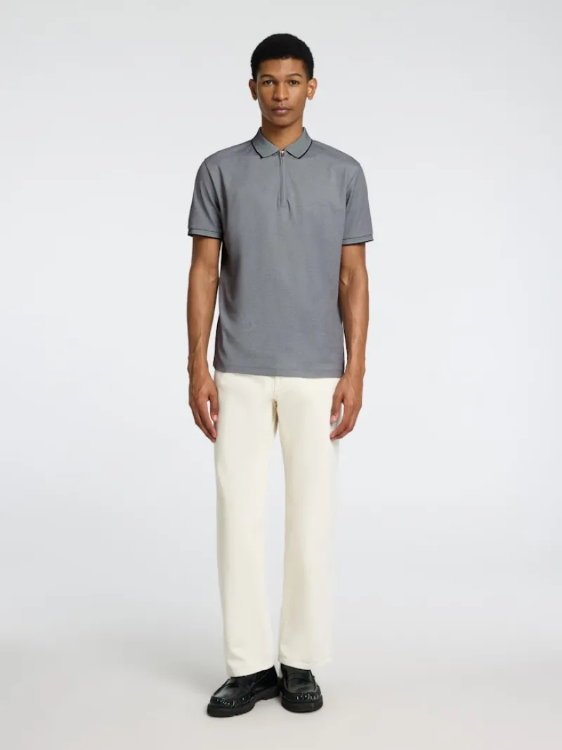 Selected Shirts*SLHFAVE SPORT ZIP SS POLO NOOS Medium Grey Melange