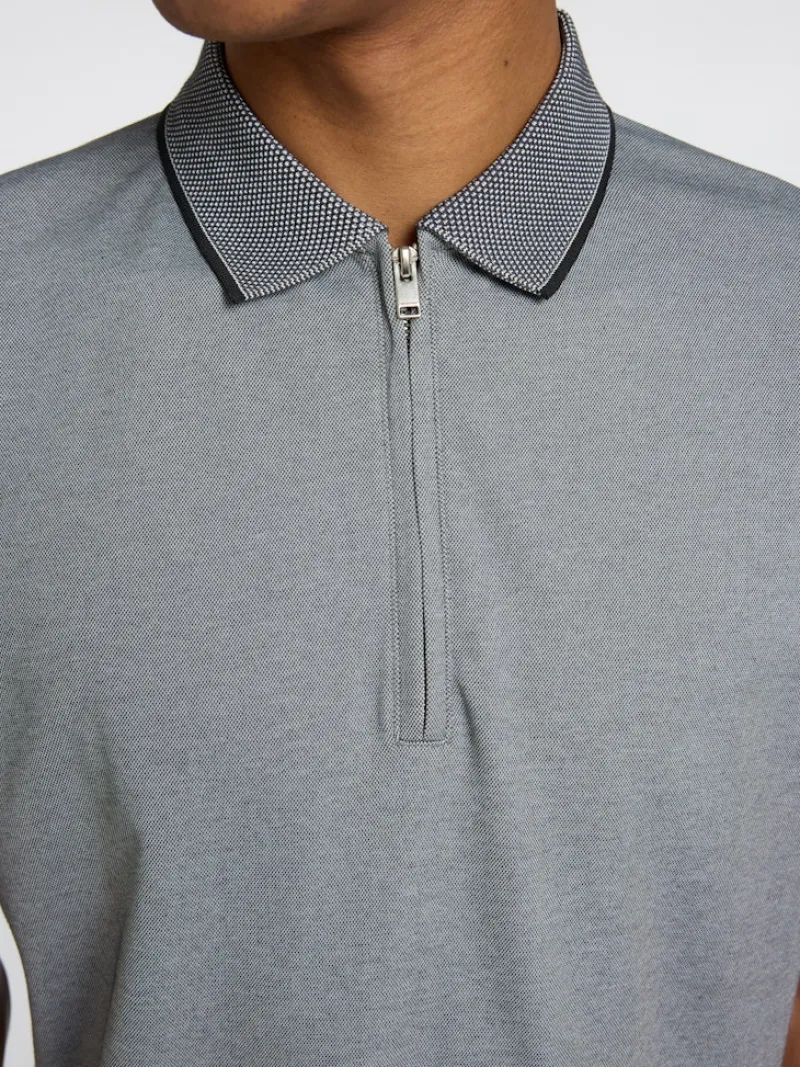 Selected Shirts*SLHFAVE SPORT ZIP SS POLO NOOS Medium Grey Melange