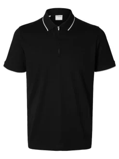 Selected Shirts*SLHFAVE SPORT ZIP SS POLO NOOS Black