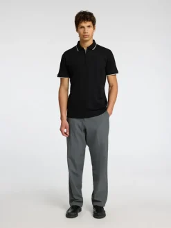 Selected Shirts*SLHFAVE SPORT ZIP SS POLO NOOS Black