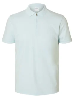 Selected Shirts*SLHFAVE ZIP SS POLO NOOS ice melt