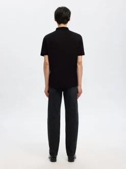 Selected Shirts*SLHFAVE ZIP SS POLO NOOS Black