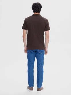 Selected Shirts*SLHFAVE ZIP SS POLO NOOS demitasse