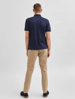 Selected Shirts*SLHFAVE ZIP SS POLO NOOS Sky Captain