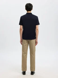 Selected Shirts*SLHFAVE ZIP SS POLO NOOS Sky Captain