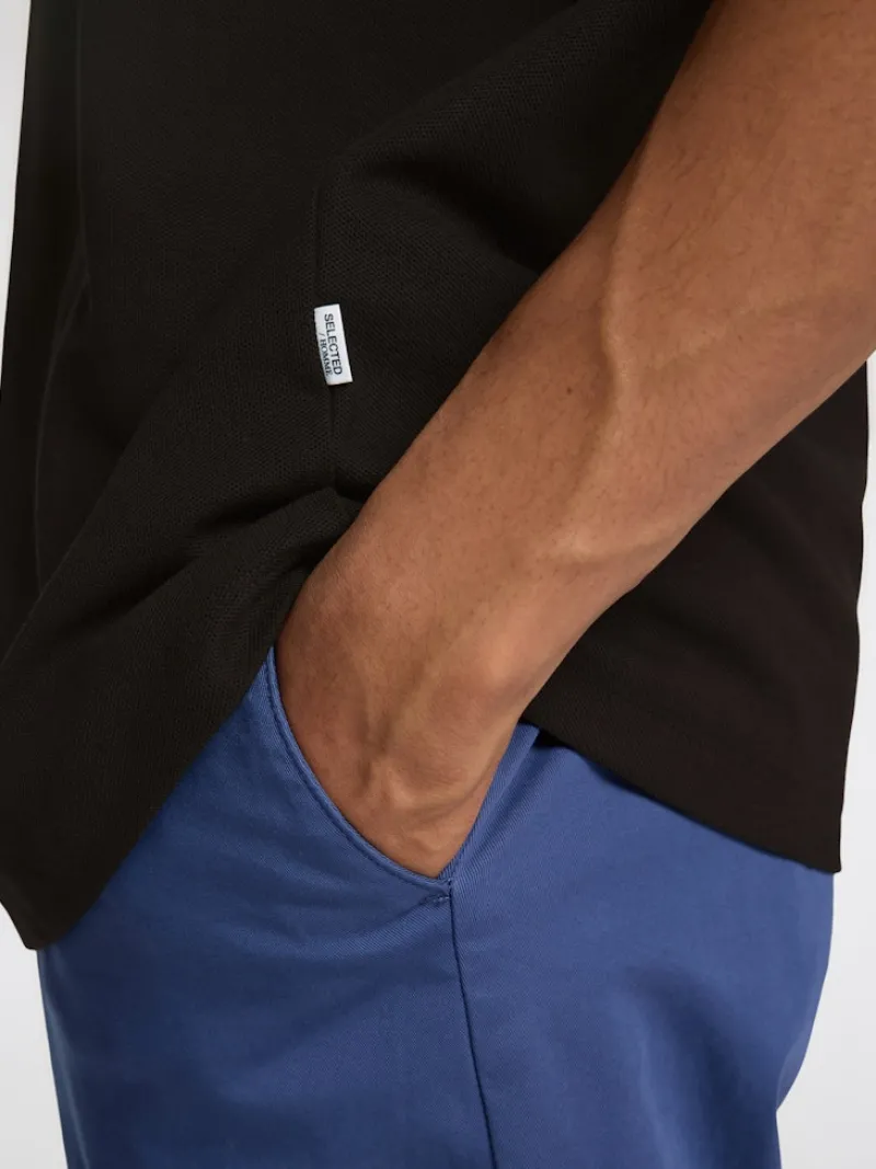Selected Shirts*SLHJOSEPH PIQUE SS O-NECK TEE Black