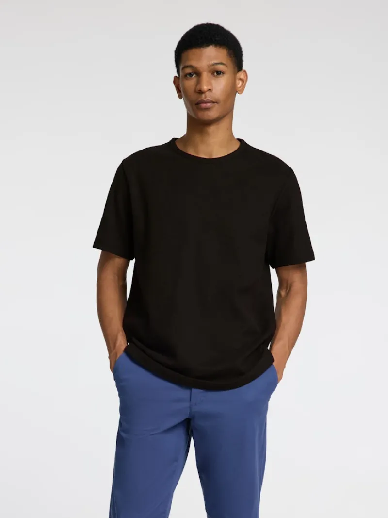 Selected Shirts*SLHJOSEPH PIQUE SS O-NECK TEE Black