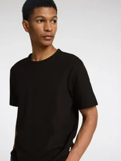 Selected Shirts*SLHJOSEPH PIQUE SS O-NECK TEE Black