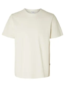 Selected Shirts*SLHJOSEPH PIQUE SS O-NECK TEE egret