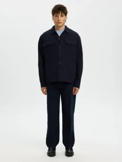 Selected Hemden*SLH-LEROY LINEN BLEND OVERSHIRT LS NOOS Sky Captain