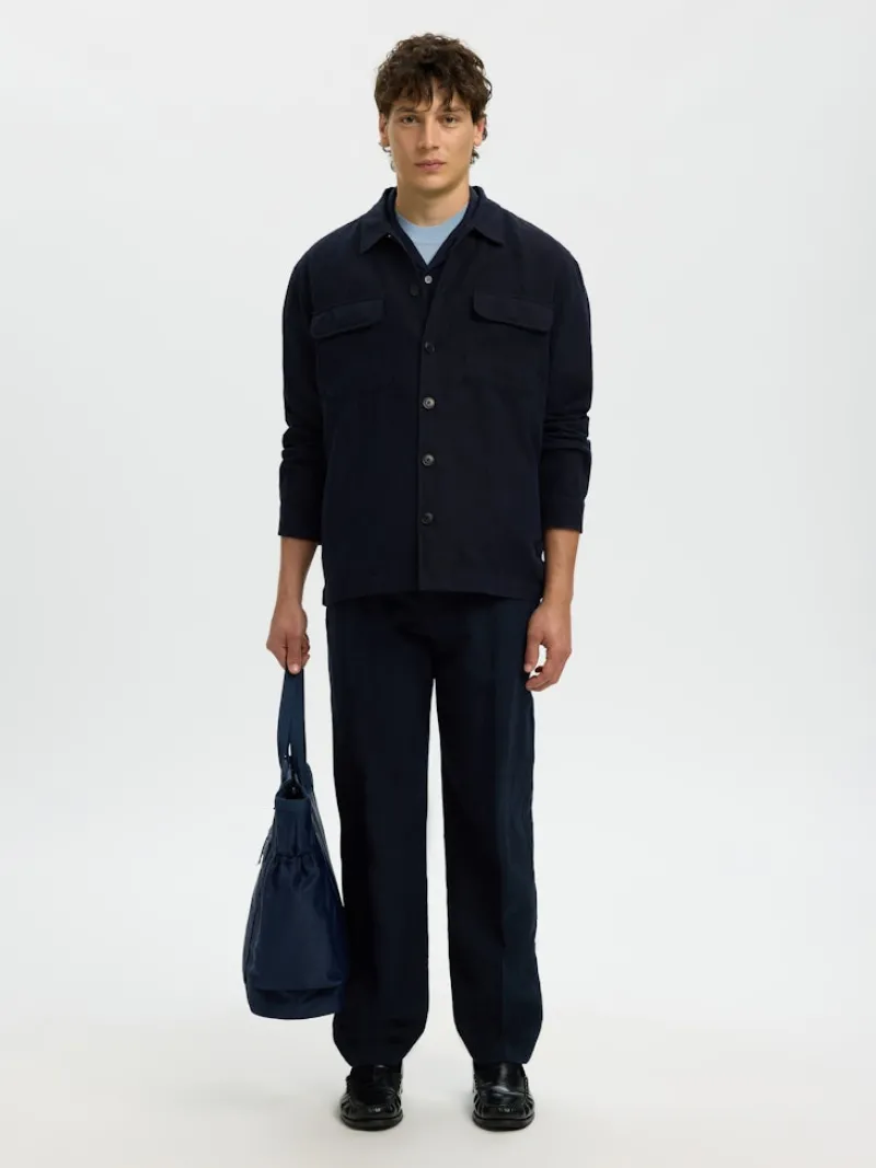 Selected Hemden*SLH-LEROY LINEN BLEND OVERSHIRT LS NOOS Sky Captain