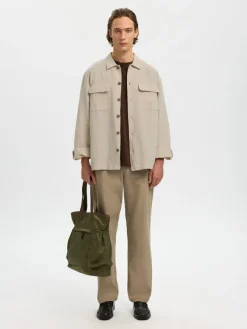 Selected Hemden*SLH-LEROY LINEN BLEND OVERSHIRT LS NOOS Pure Cashmere