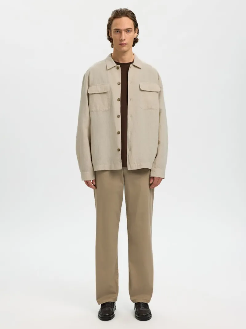 Selected Hemden*SLH-LEROY LINEN BLEND OVERSHIRT LS NOOS Pure Cashmere