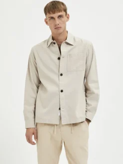 Selected Hemden*SLHLOOSEBLAS-LINEN OVERSHIRT LS W NOOS angora