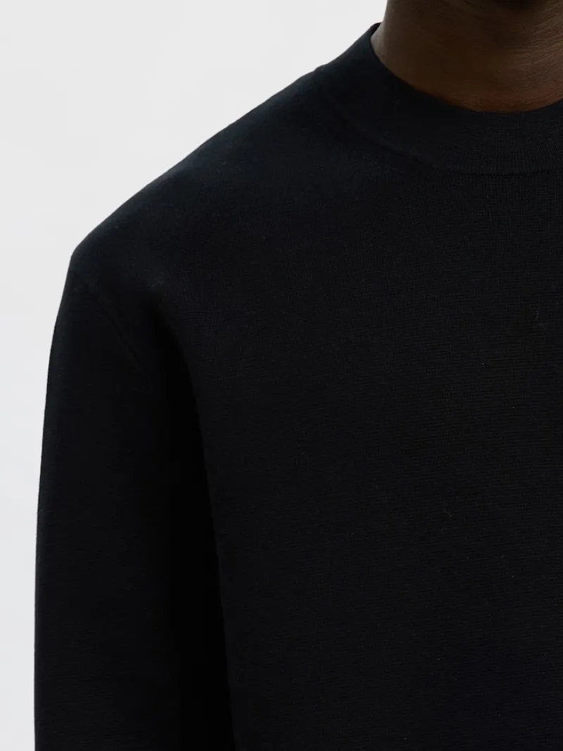 Selected Pullover & Sweatshirts*SLHMIKE LIGHT LS KNIT RELAXED MOCK NECK Black