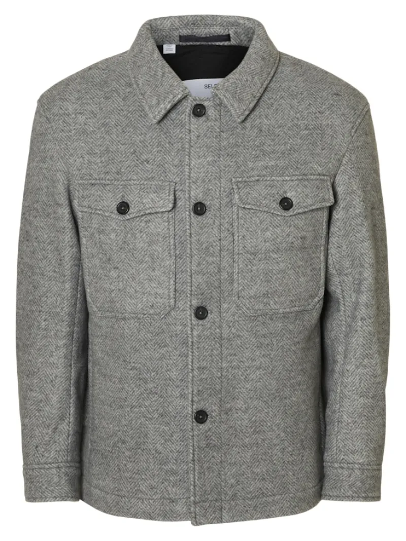 Selected Jacken*SLHMITCH WOOL BLEND SHACKET NOOS grey melange
