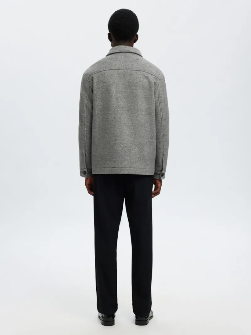 Selected Jacken*SLHMITCH WOOL BLEND SHACKET NOOS grey melange