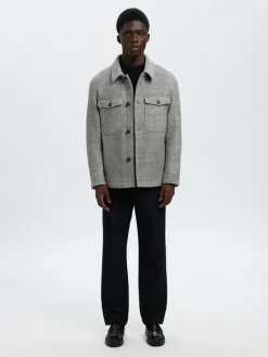 Selected Jacken*SLHMITCH WOOL BLEND SHACKET NOOS grey melange