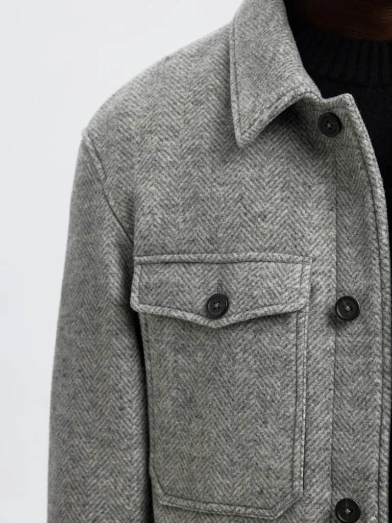 Selected Jacken*SLHMITCH WOOL BLEND SHACKET NOOS grey melange