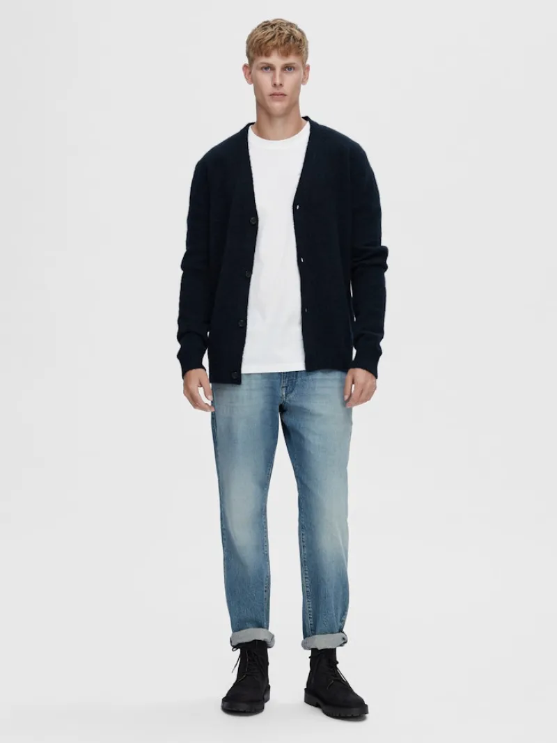 Selected Pullover & Sweatshirts*SLHRAI LS KNIT BUTTON CARDIGAN Sky Captain