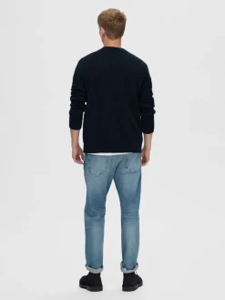 Selected Pullover & Sweatshirts*SLHRAI LS KNIT BUTTON CARDIGAN Sky Captain