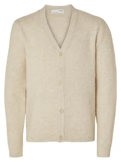 Selected Pullover & Sweatshirts*SLHRAI LS KNIT BUTTON CARDIGAN oatmeal