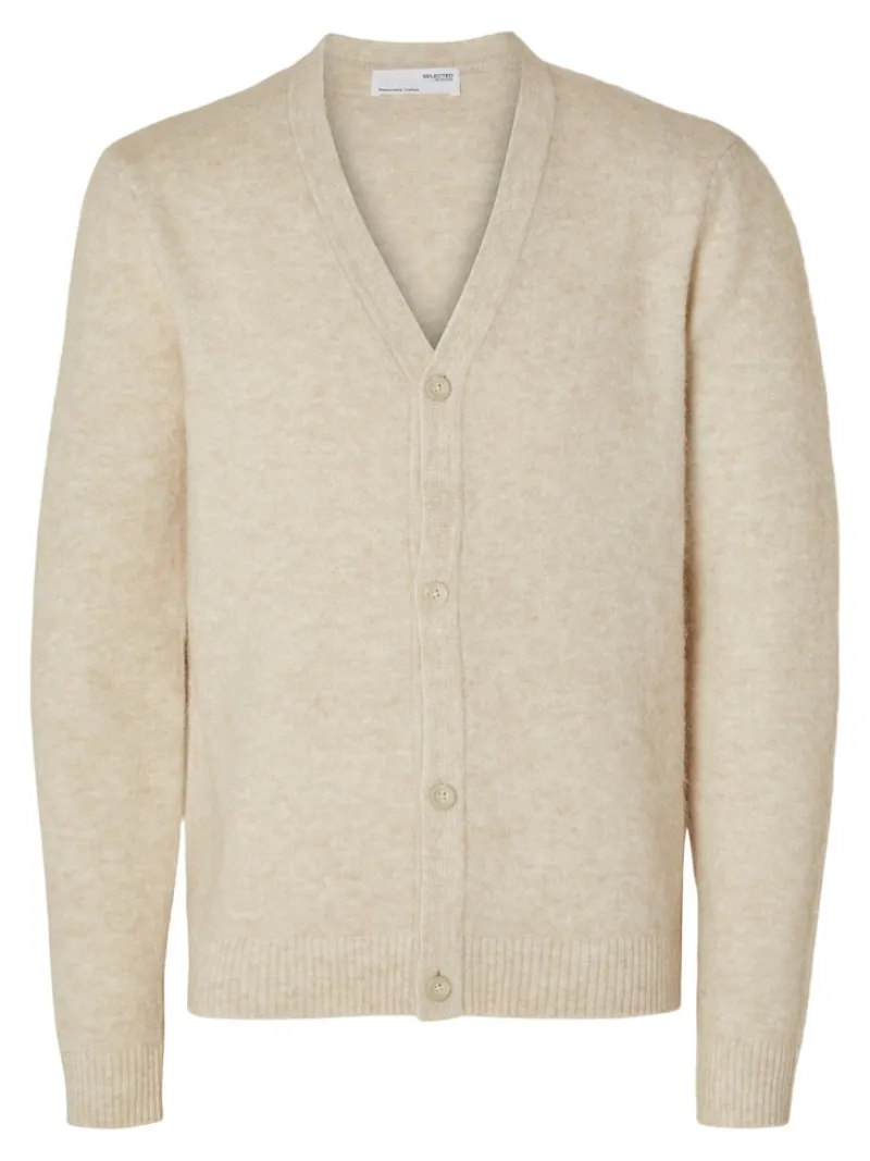 Selected Pullover & Sweatshirts*SLHRAI LS KNIT BUTTON CARDIGAN oatmeal