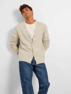 Selected Pullover & Sweatshirts*SLHRAI LS KNIT BUTTON CARDIGAN oatmeal
