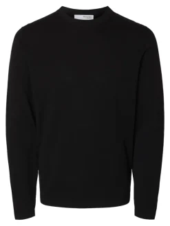 Selected Pullover & Sweatshirts*SLHRAVI LS KNIT STRUCTURE CREW NECK Black