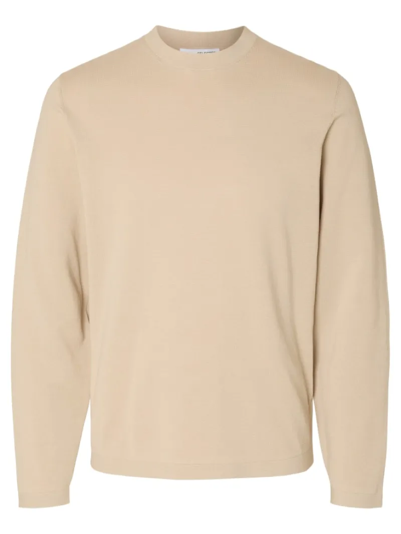Selected Pullover & Sweatshirts*SLHRAVI LS KNIT STRUCTURE CREW NECK oatmeal