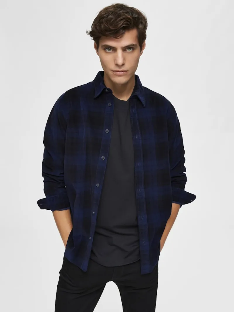 Selected Hemden*SLHREGADRIAN SHIRT LS AOP W dark blue