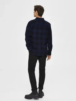 Selected Hemden*SLHREGADRIAN SHIRT LS AOP W dark blue