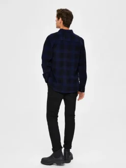 Selected Hemden*SLHREGADRIAN SHIRT LS AOP W dark blue