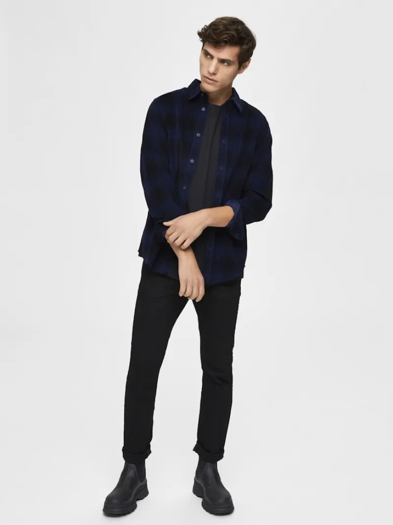 Selected Hemden*SLHREGADRIAN SHIRT LS AOP W dark blue