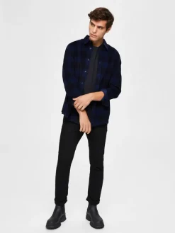 Selected Hemden*SLHREGADRIAN SHIRT LS AOP W dark blue