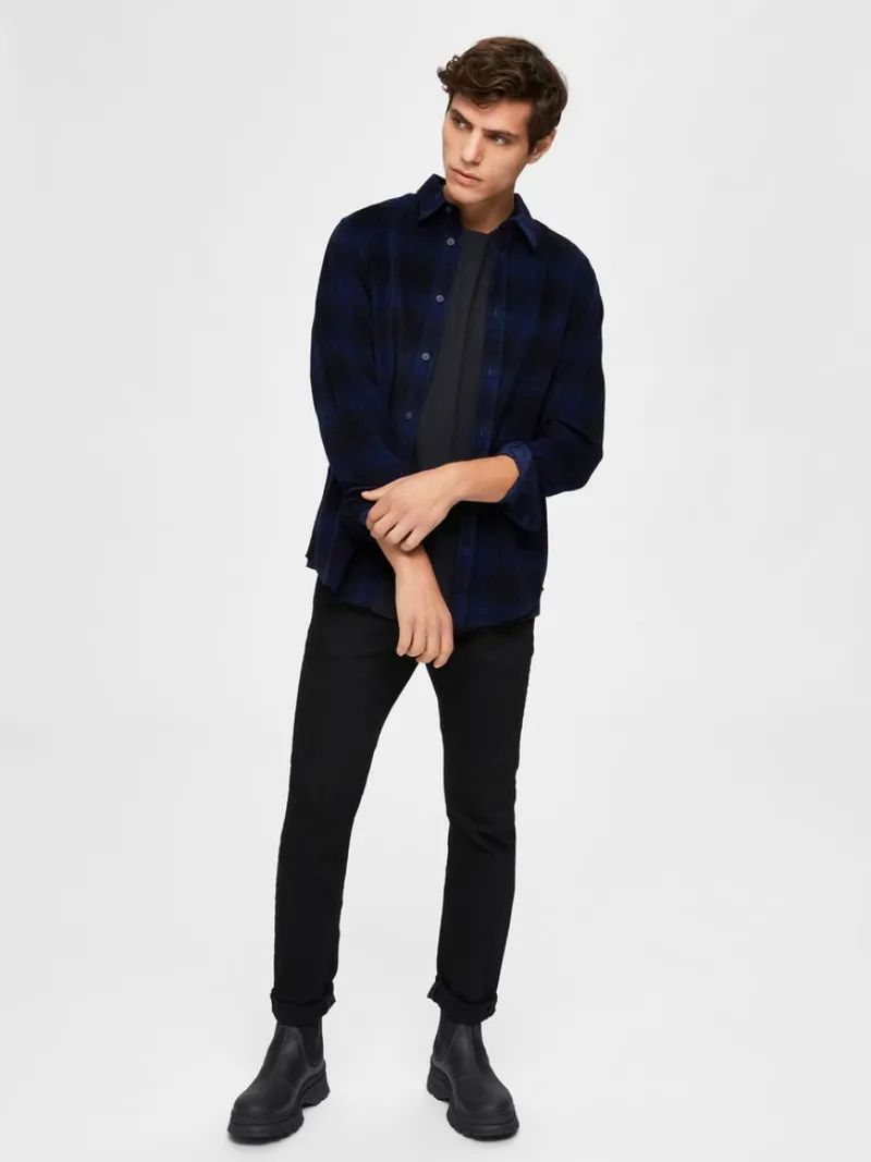 Selected Hemden*SLHREGADRIAN SHIRT LS AOP W dark blue