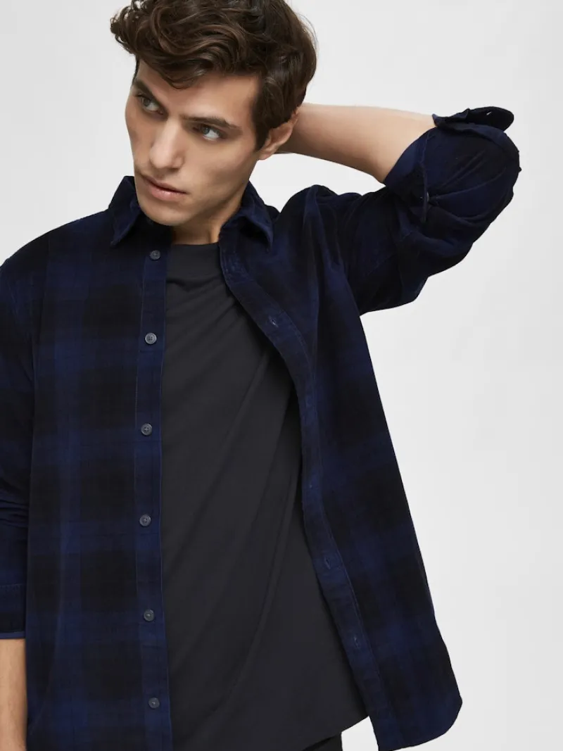 Selected Hemden*SLHREGADRIAN SHIRT LS AOP W dark blue