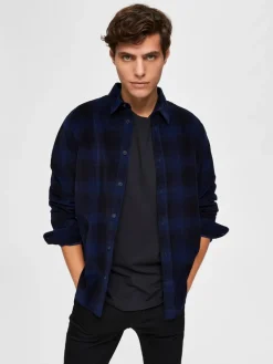 Selected Hemden*SLHREGADRIAN SHIRT LS AOP W dark blue