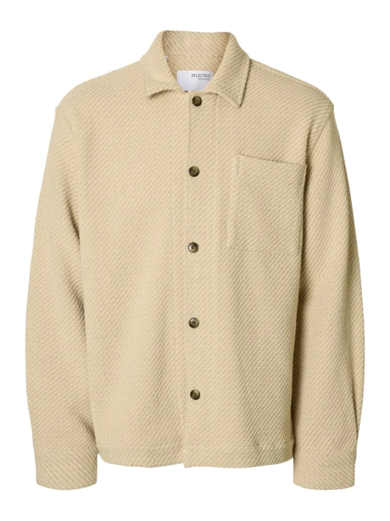 Selected Hemden*SLHREGFRED STRUCTURED OVERSHIRT egret