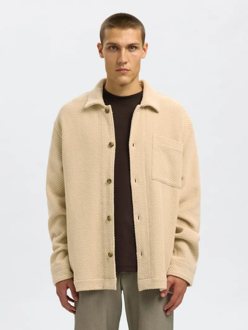 Selected Hemden*SLHREGFRED STRUCTURED OVERSHIRT egret