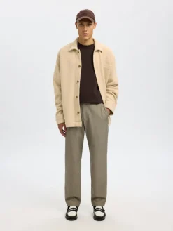 Selected Hemden*SLHREGFRED STRUCTURED OVERSHIRT egret