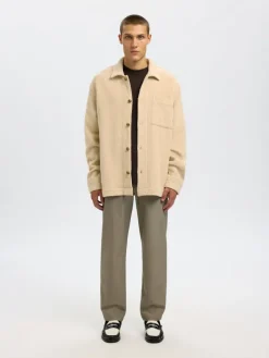 Selected Hemden*SLHREGFRED STRUCTURED OVERSHIRT egret