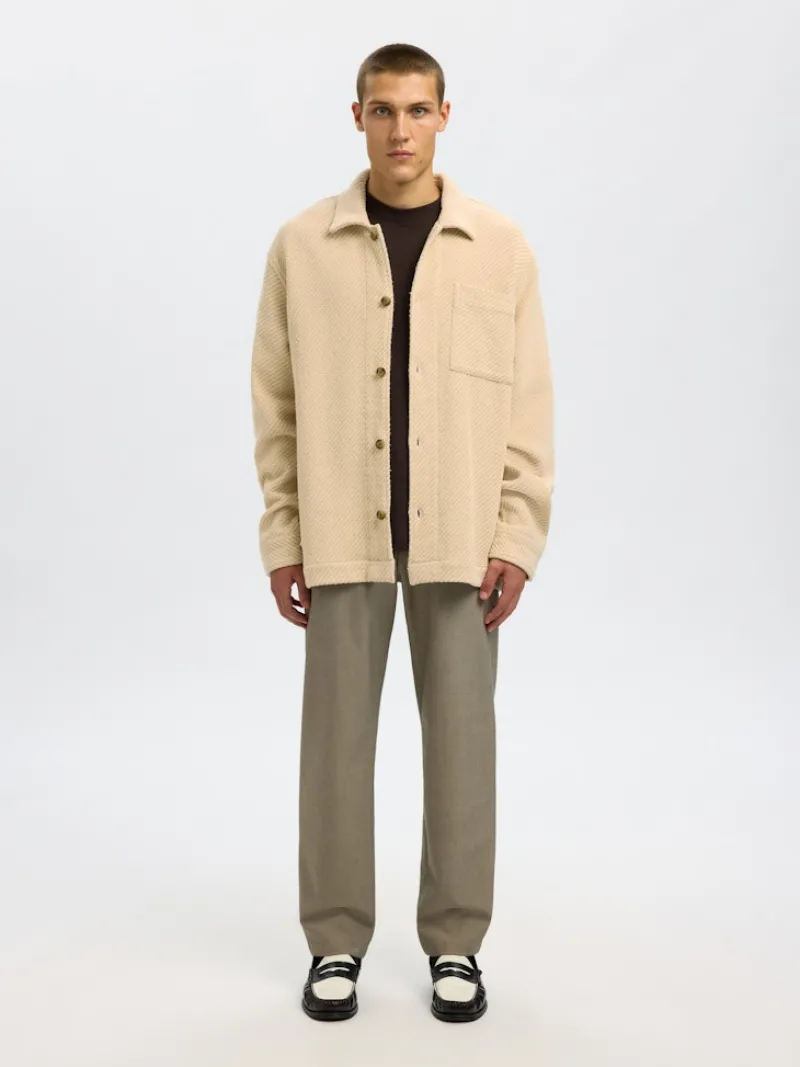 Selected Hemden*SLHREGFRED STRUCTURED OVERSHIRT egret