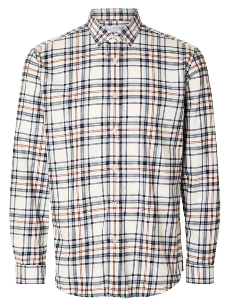 Selected Hemden*SLHREGOWEN-FLANNEL MIX SHIRT LS W egret