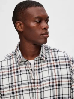 Selected Hemden*SLHREGOWEN-FLANNEL MIX SHIRT LS W egret