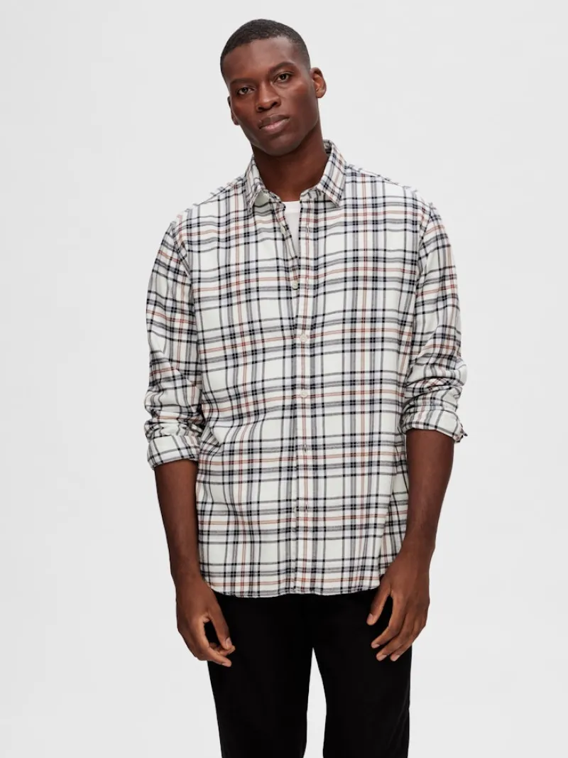Selected Hemden*SLHREGOWEN-FLANNEL MIX SHIRT LS W egret