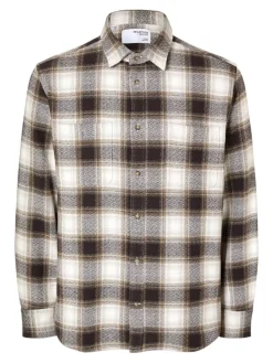 Selected Hemden*SLHREGOWEN-GRINDLE CHECK SHIRT LS chocolate torte