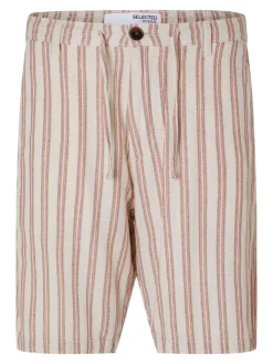 Selected Shorts*SLHREGSAL SHORTS Egret-Stripes