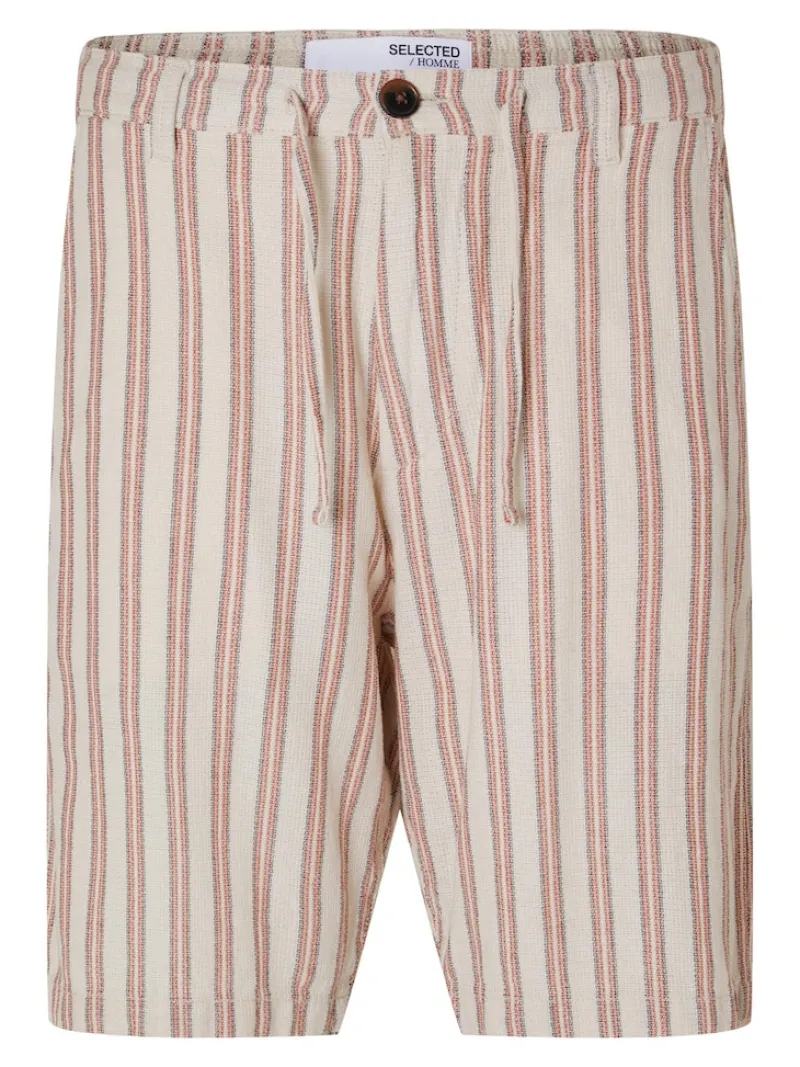 Selected Shorts*SLHREGSAL SHORTS Egret-Stripes