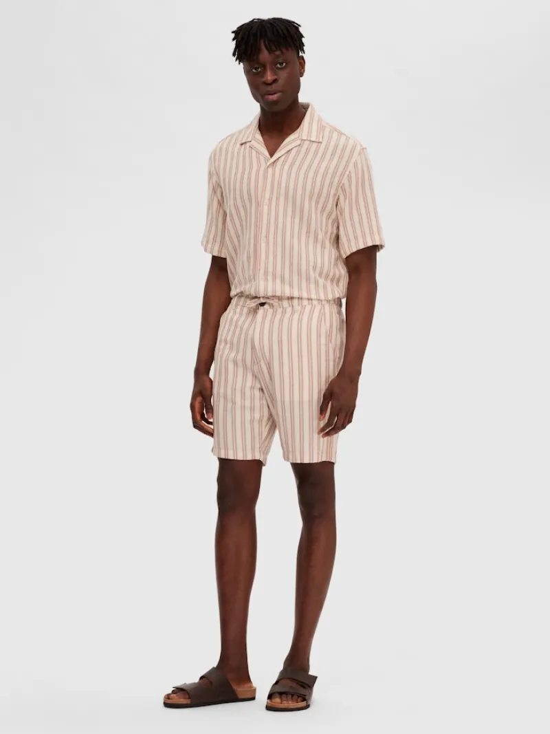 Selected Shorts*SLHREGSAL SHORTS Egret-Stripes